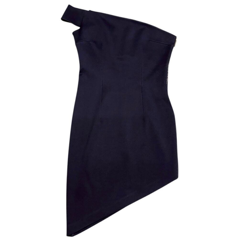 Safiyaa Deep Navy One Shoulder Asymmetric Hem Cocktail Dress Size FR 40 US 8 - Picture 2 of 7
